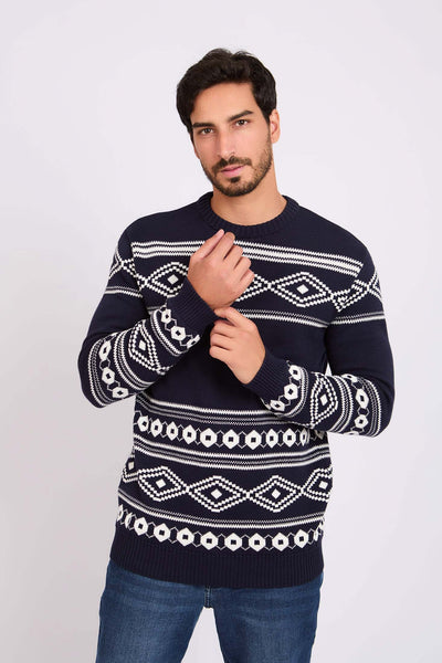 Men Jacquard Pullover - Cotton - Multicolor