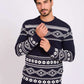 Men Regular Fit Pullover Blue