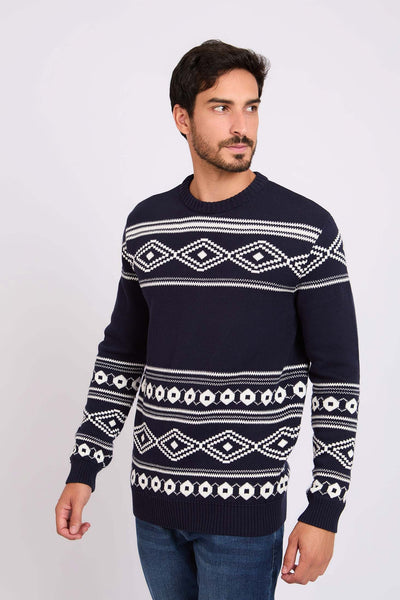 Men Jacquard Pullover - Cotton - Multicolor