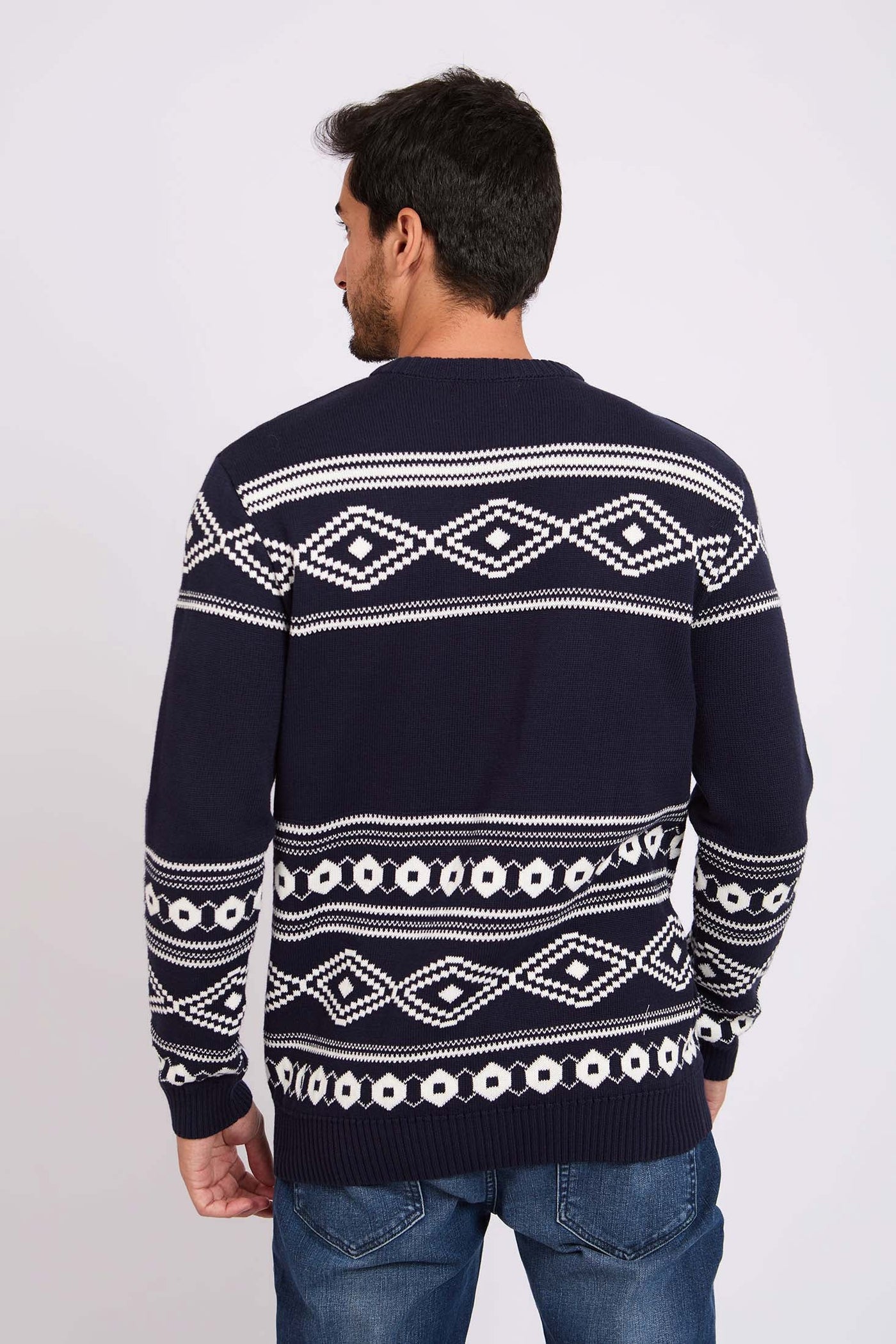 Men Jacquard Pullover - Cotton - Multicolor