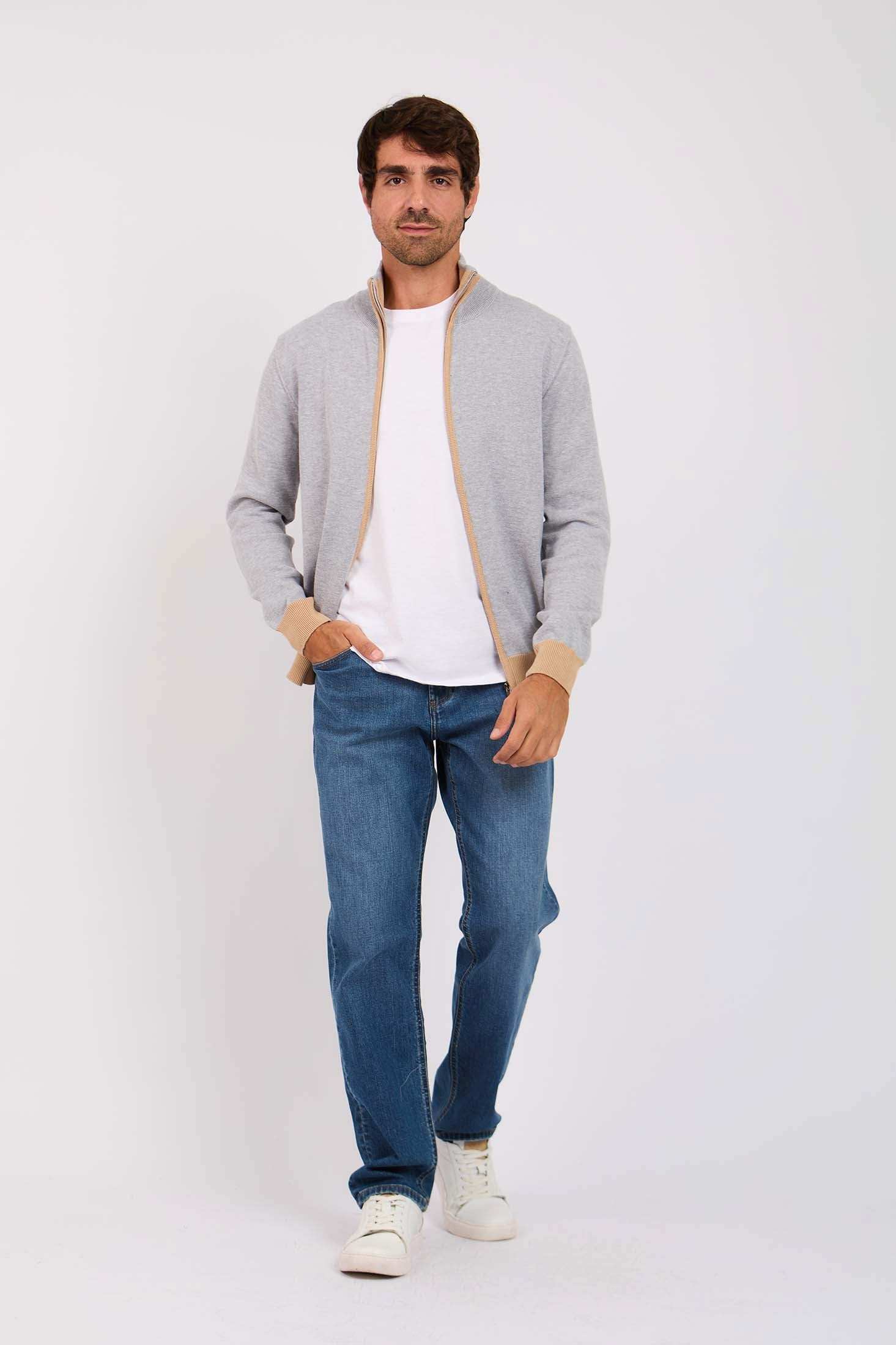 Men Regular Fit Cardigan Grey