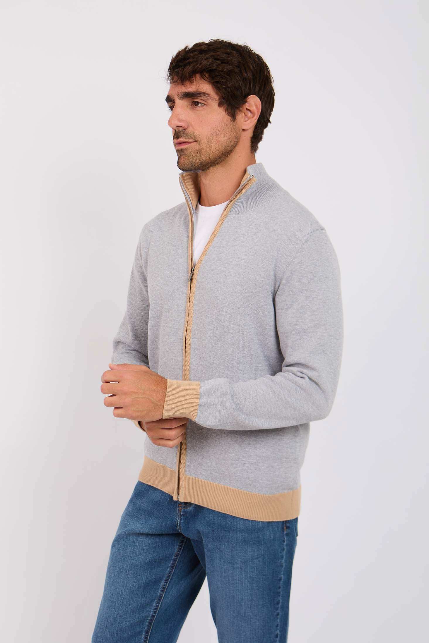 Men Regular Fit Cardigan Grey