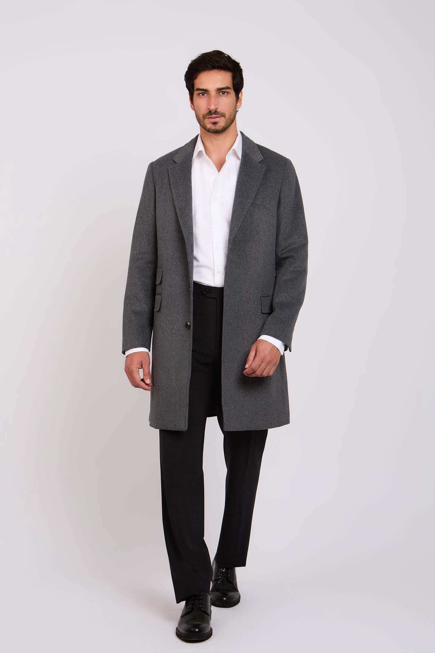 Men Regular Fit Coat Dark Grey
