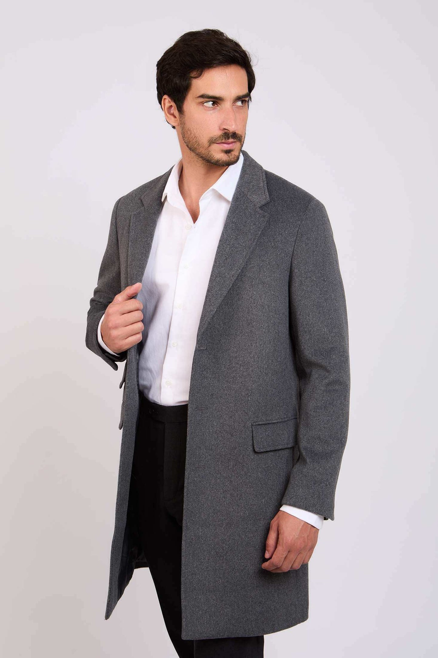 Men Regular Fit Coat Dark Grey