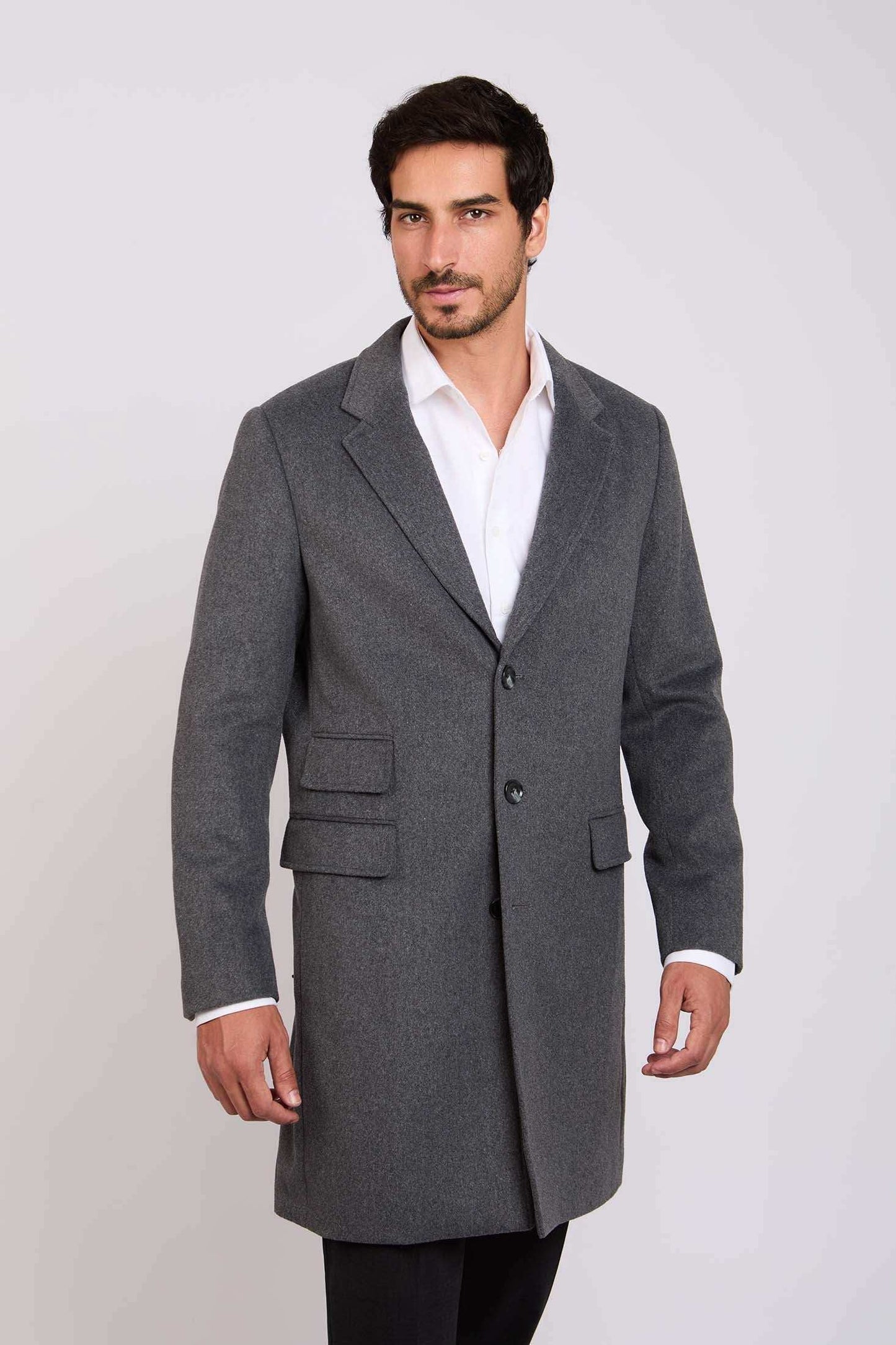 Men Regular Fit Coat Dark Grey