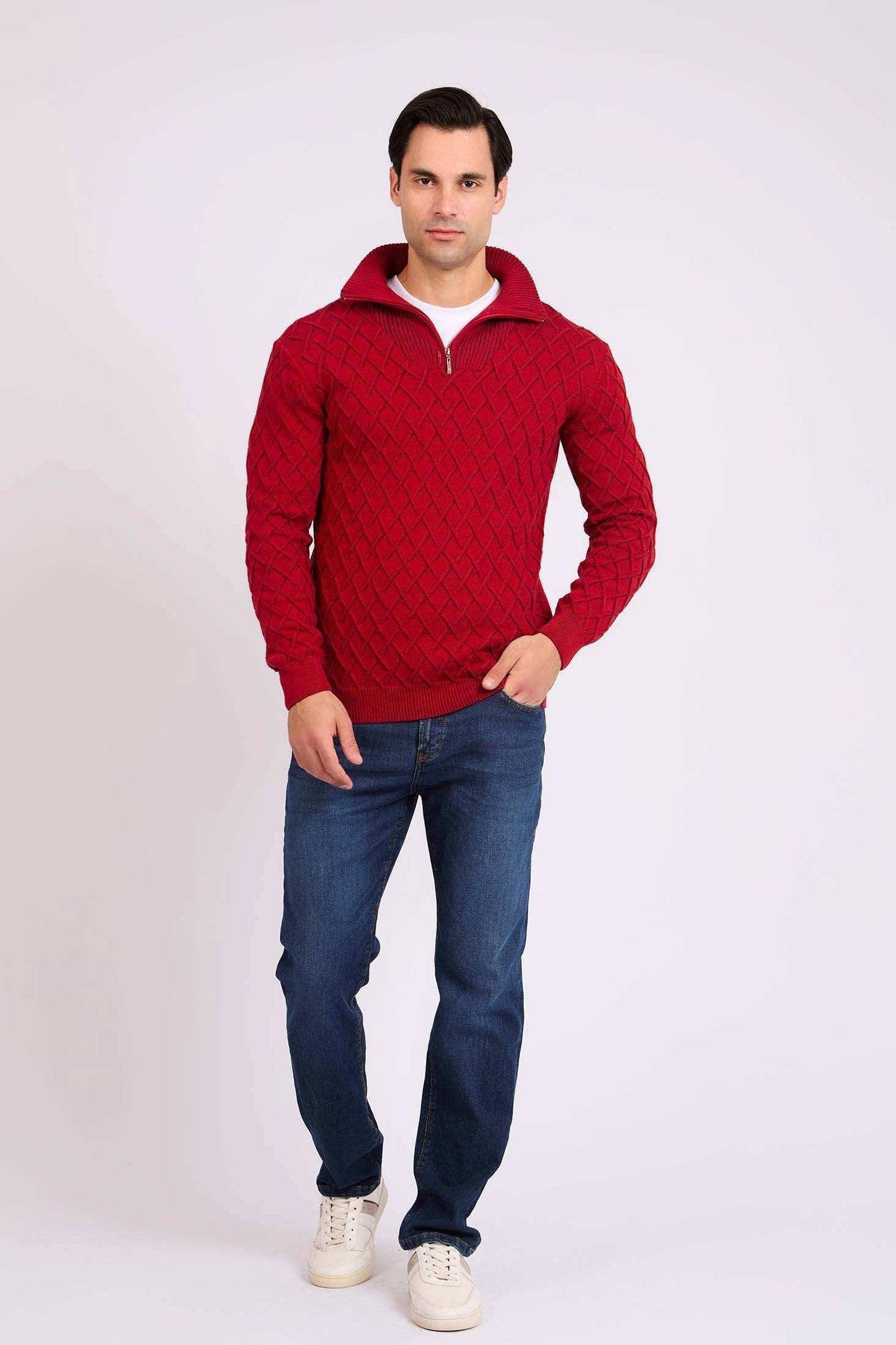 Men Regular Fit Pullover Red