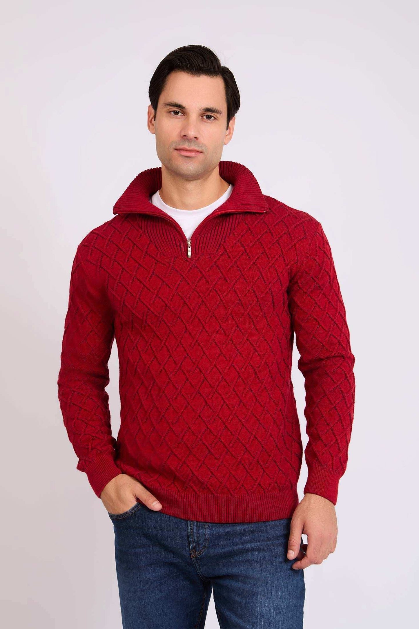 Men Regular Fit Pullover Red
