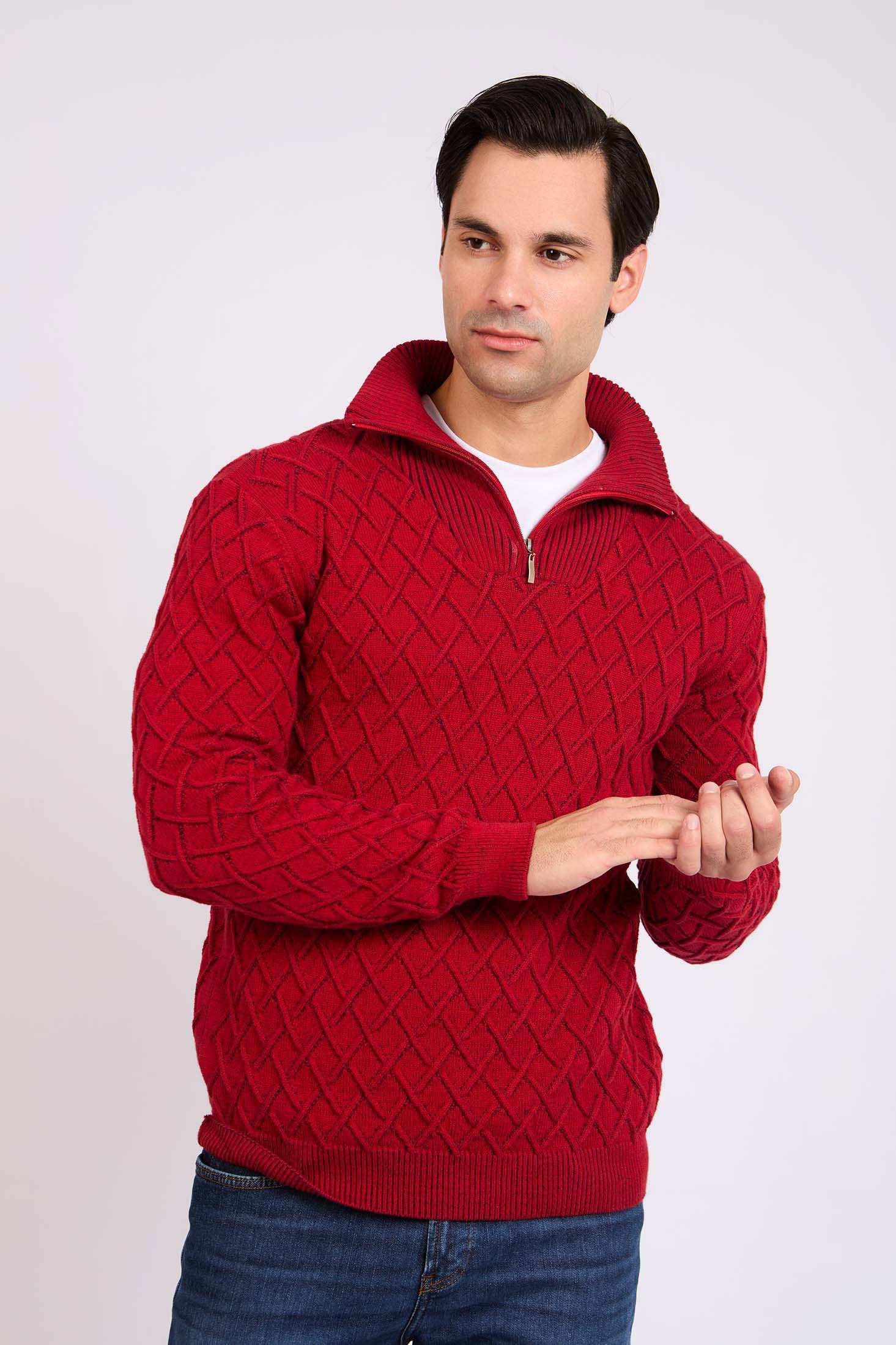 Men Regular Fit Pullover Red