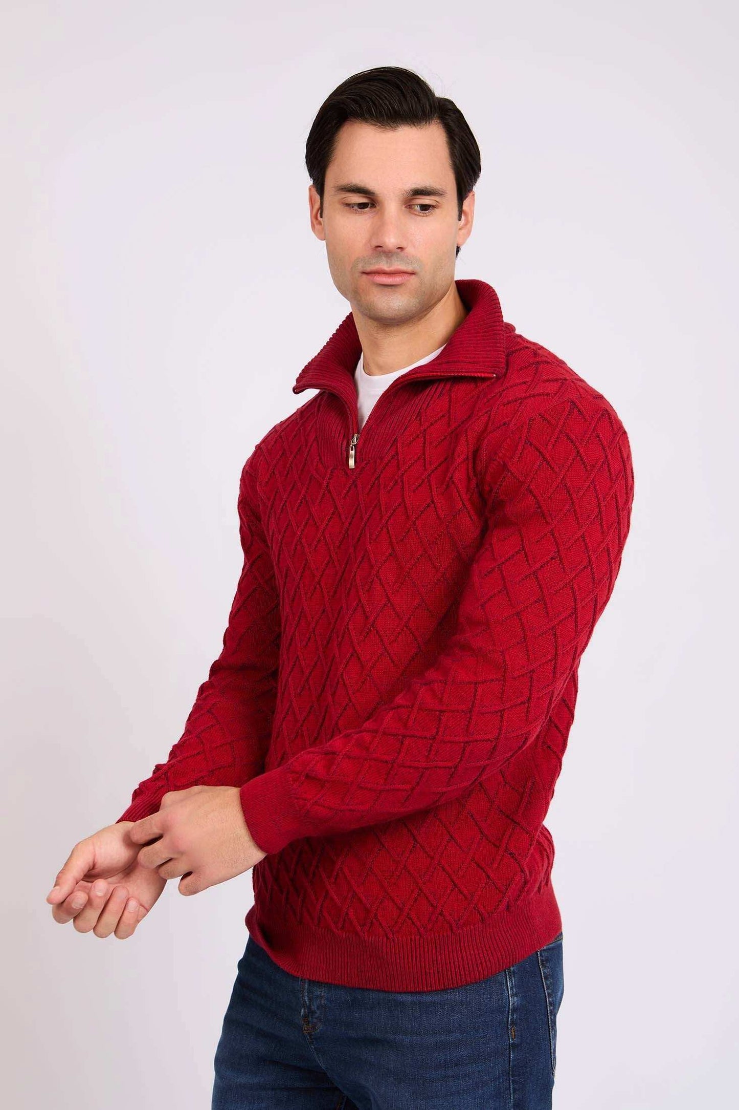 Men Regular Fit Pullover Red
