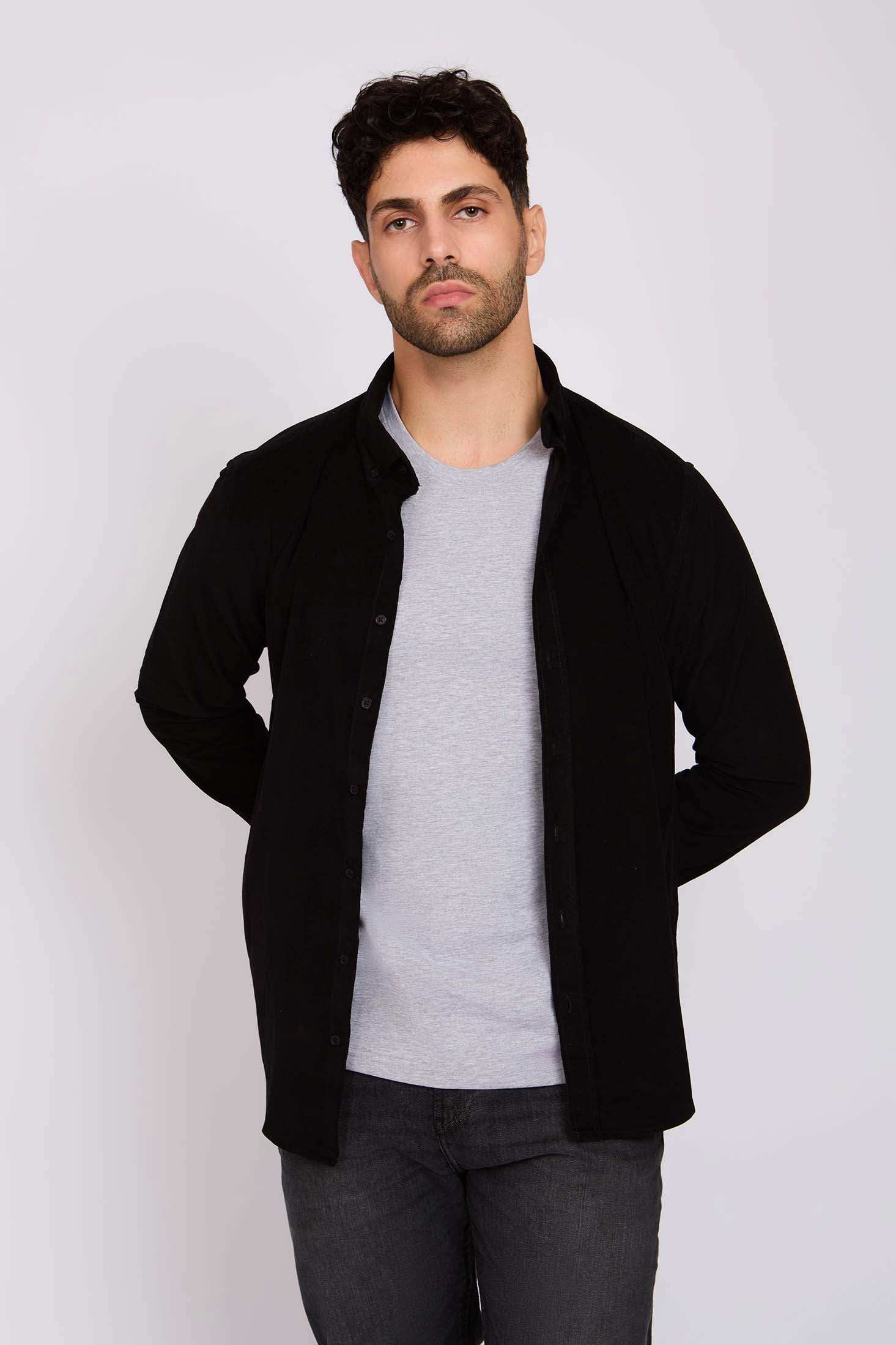 Men Regular Fit Shirt Black