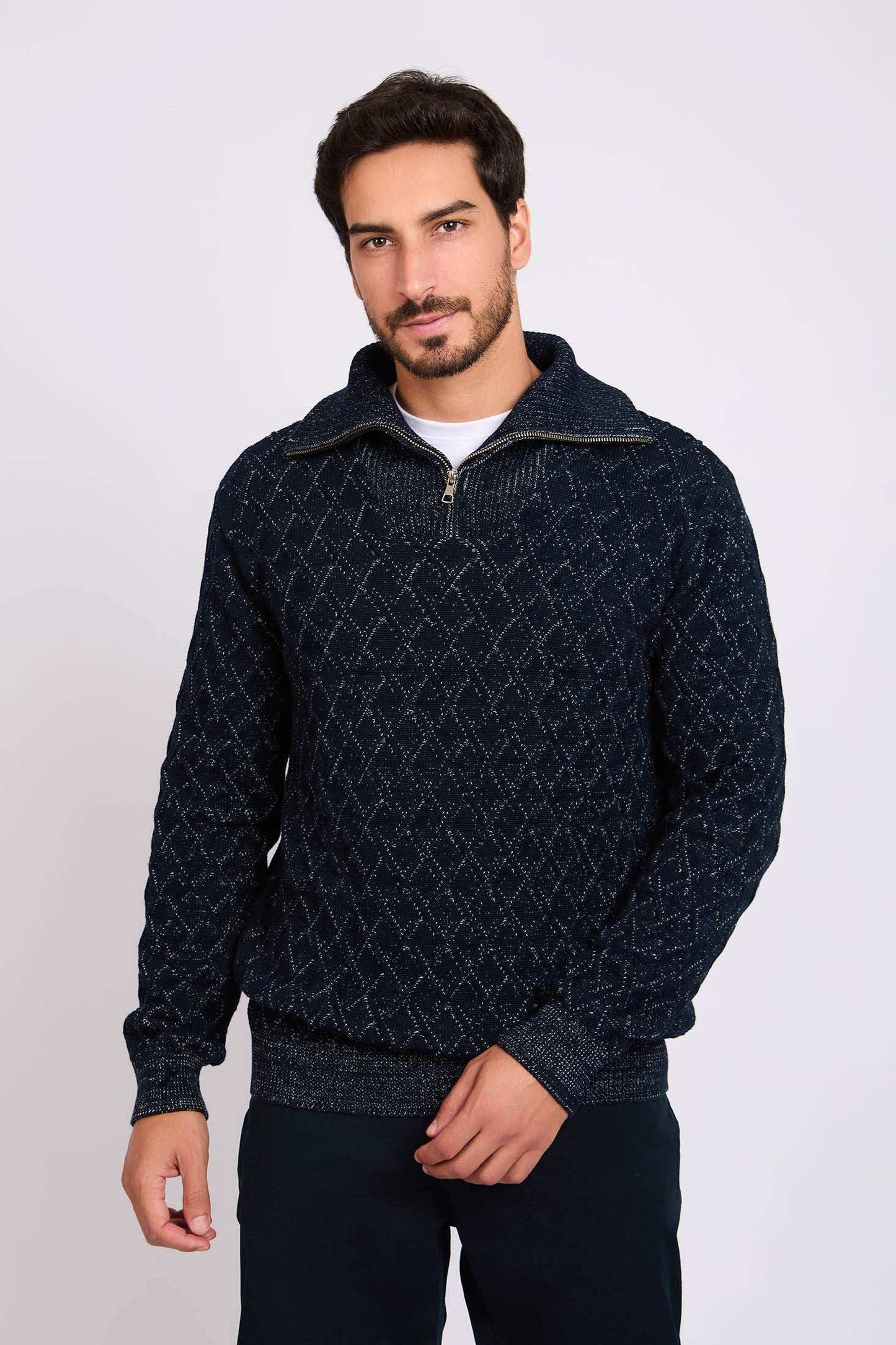 Men Regular Fit Pullover Blue