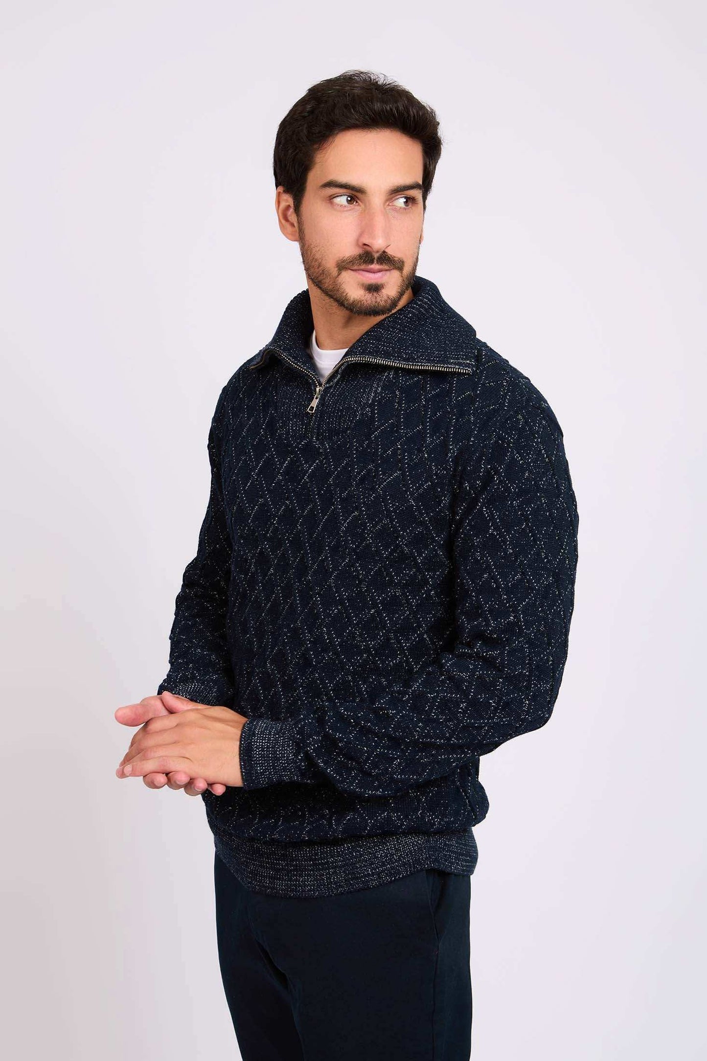 Men Regular Fit Pullover Blue