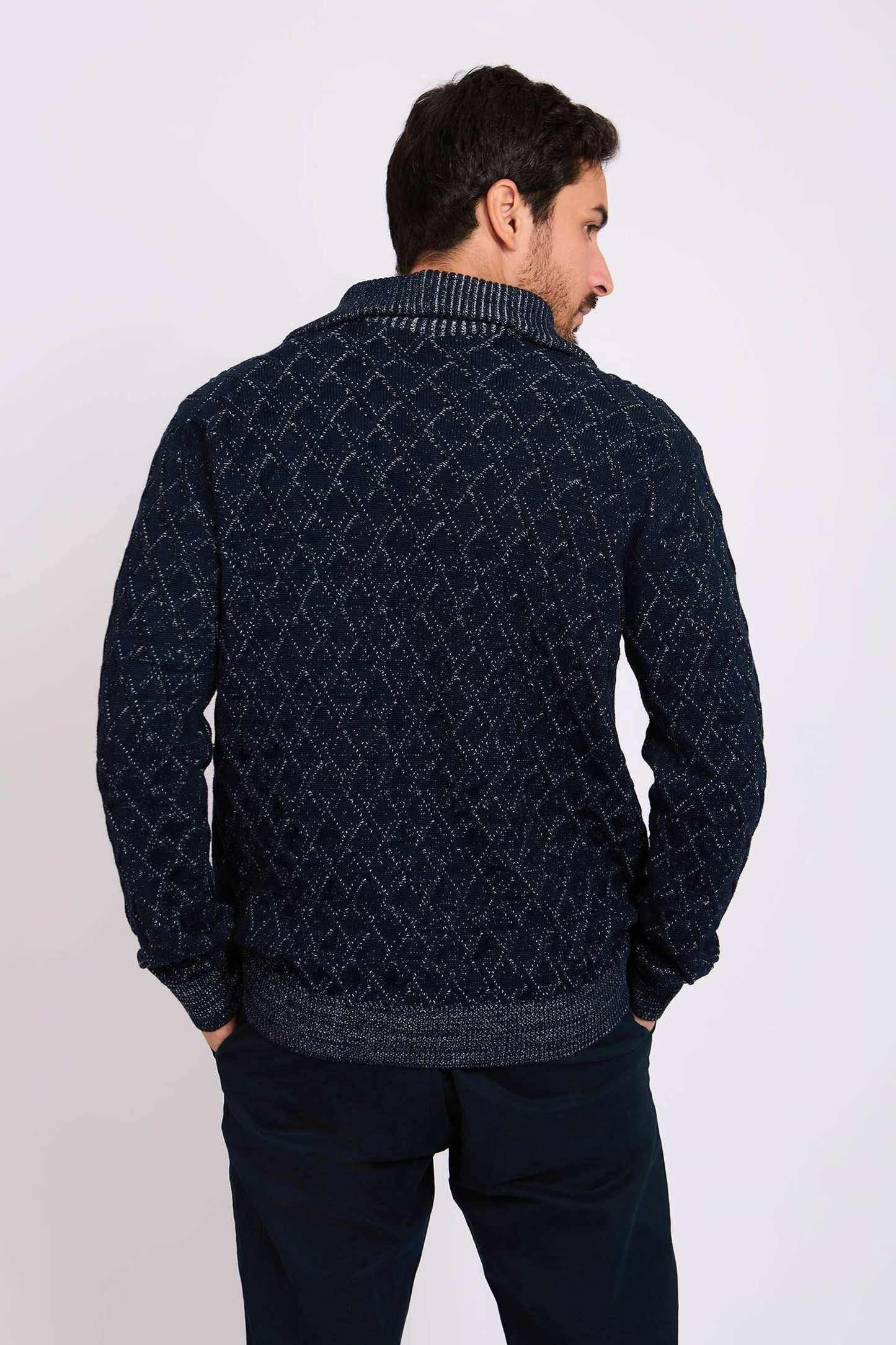 Men Regular Fit Pullover Blue
