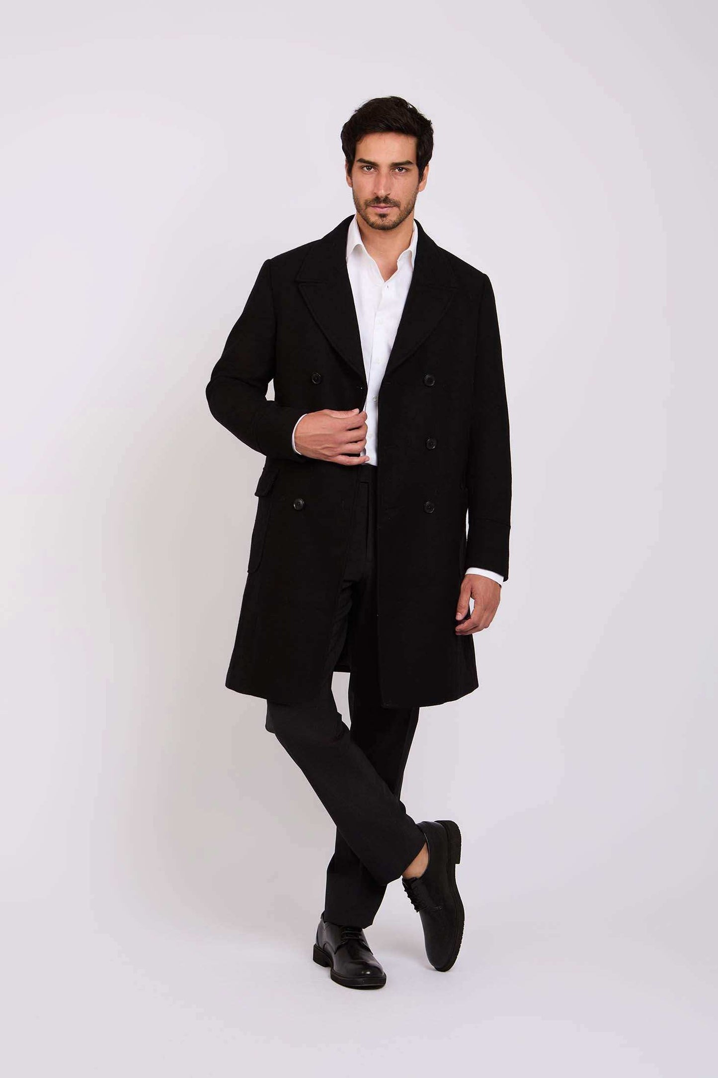 Men Regular Fit Coat Black