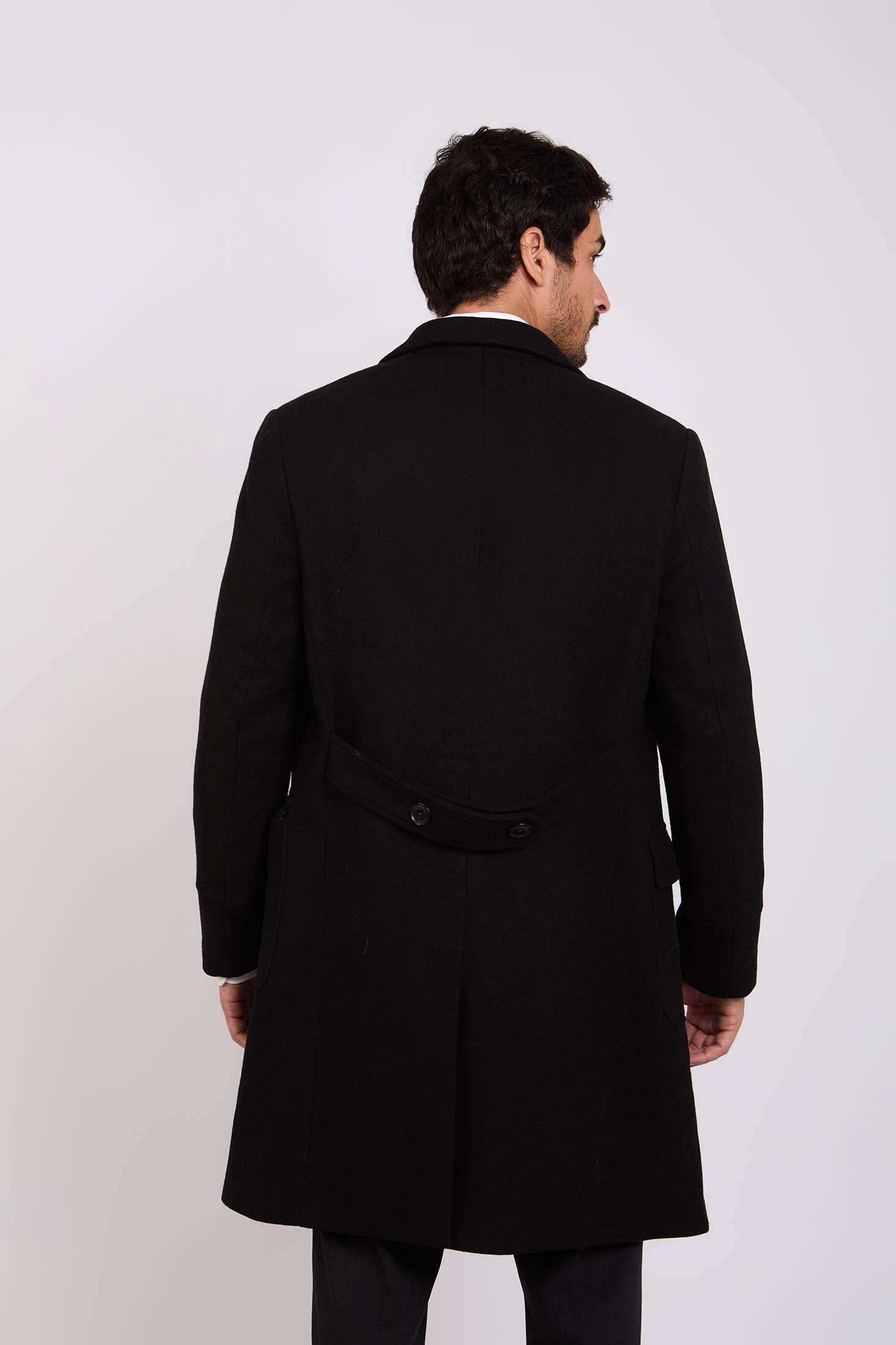 Men Regular Fit Coat Black