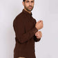 Men Regular Fit Shirt Dark Brown