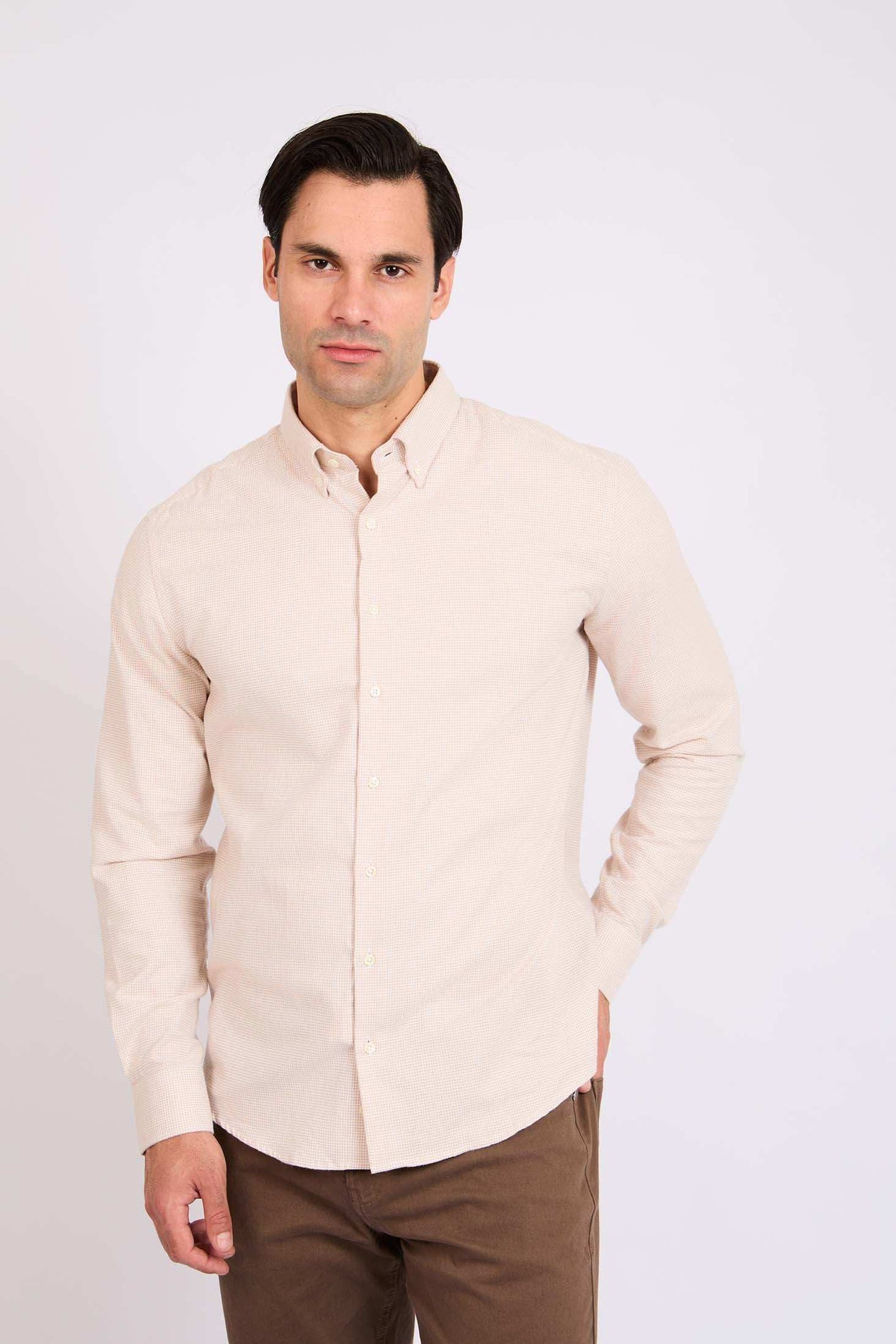 Men Regular Fit Shirt Brown