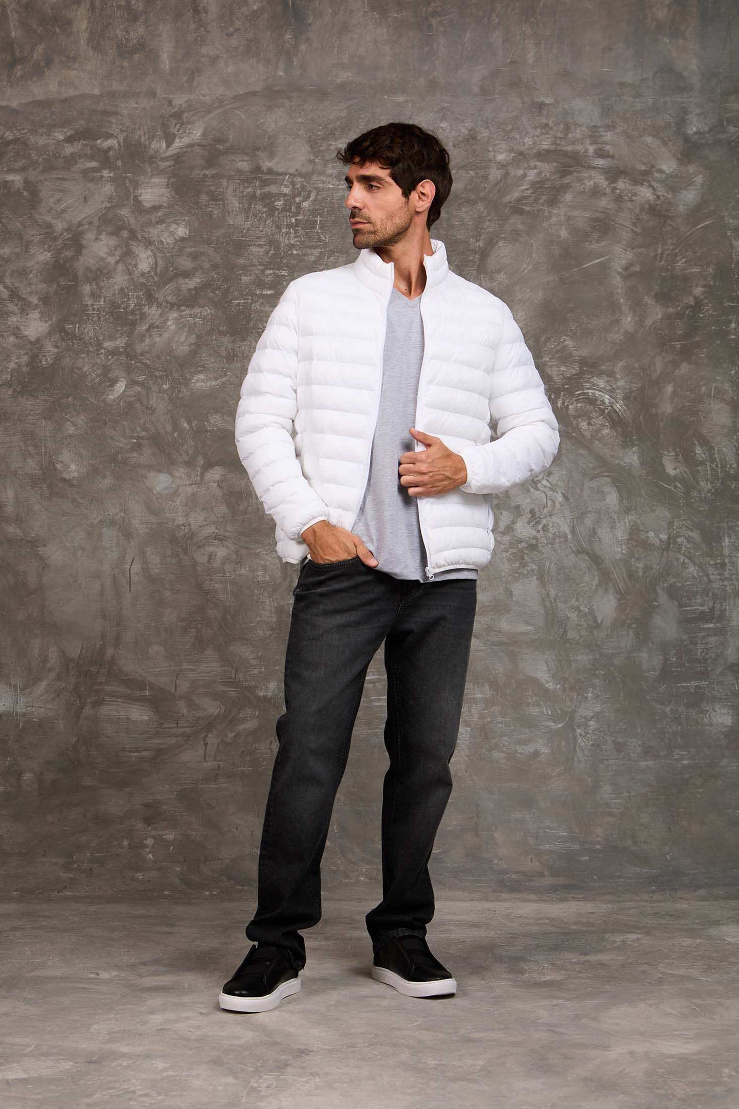 Men Regular Fit Jacket White