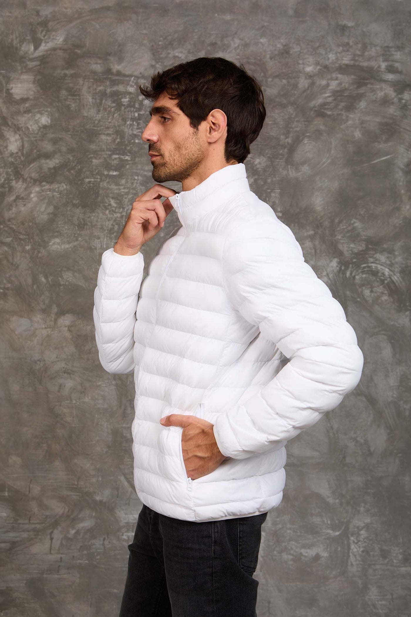 Men Basic Puffer Jacket - White