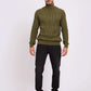 Men High Neck Cable Pullover Cotton Green