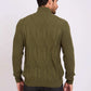 Men High Neck Cable Pullover Cotton Green