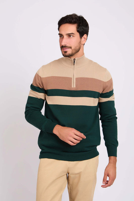 Men Regular Fit Pullover Green