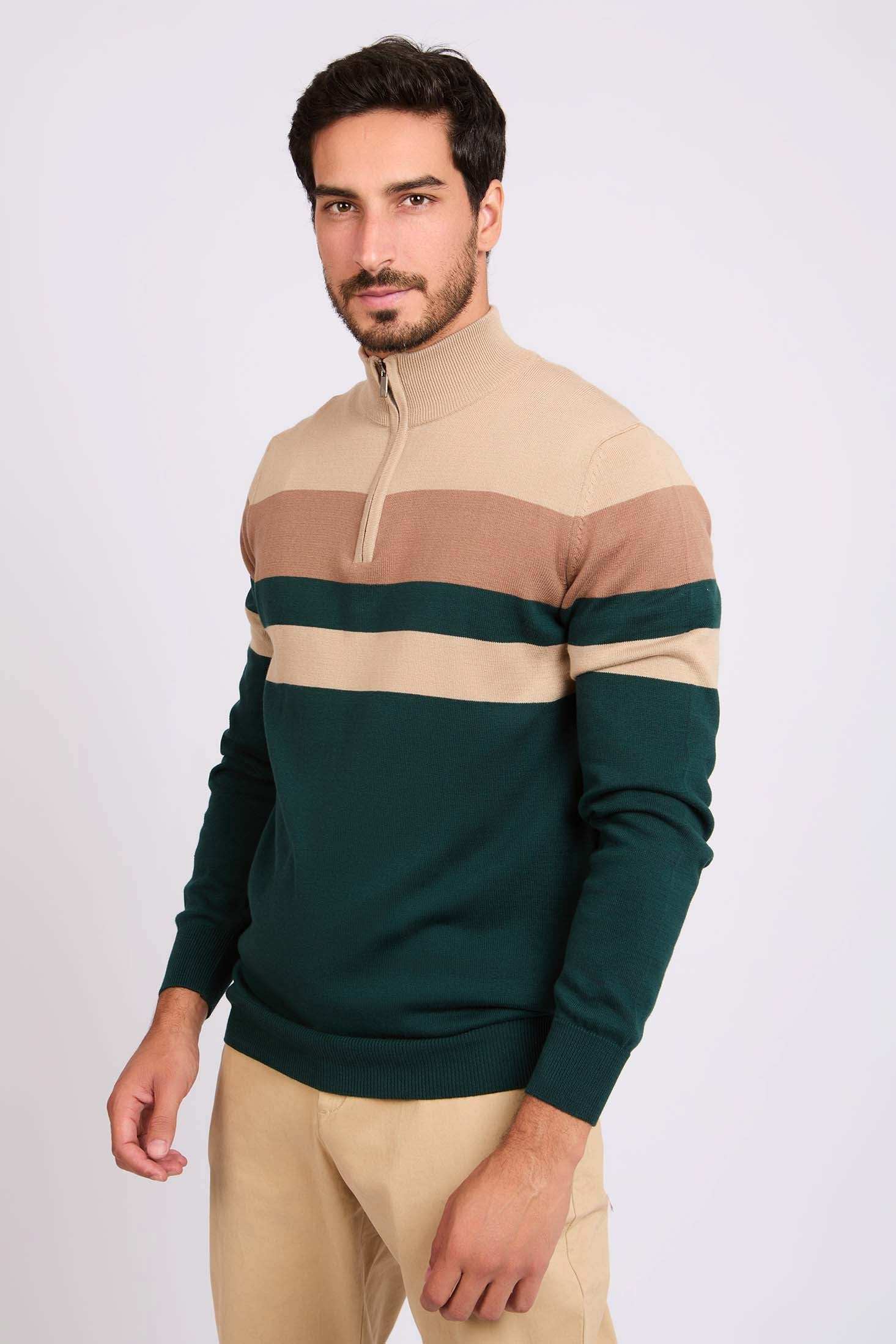 Men Regular Fit Pullover Green