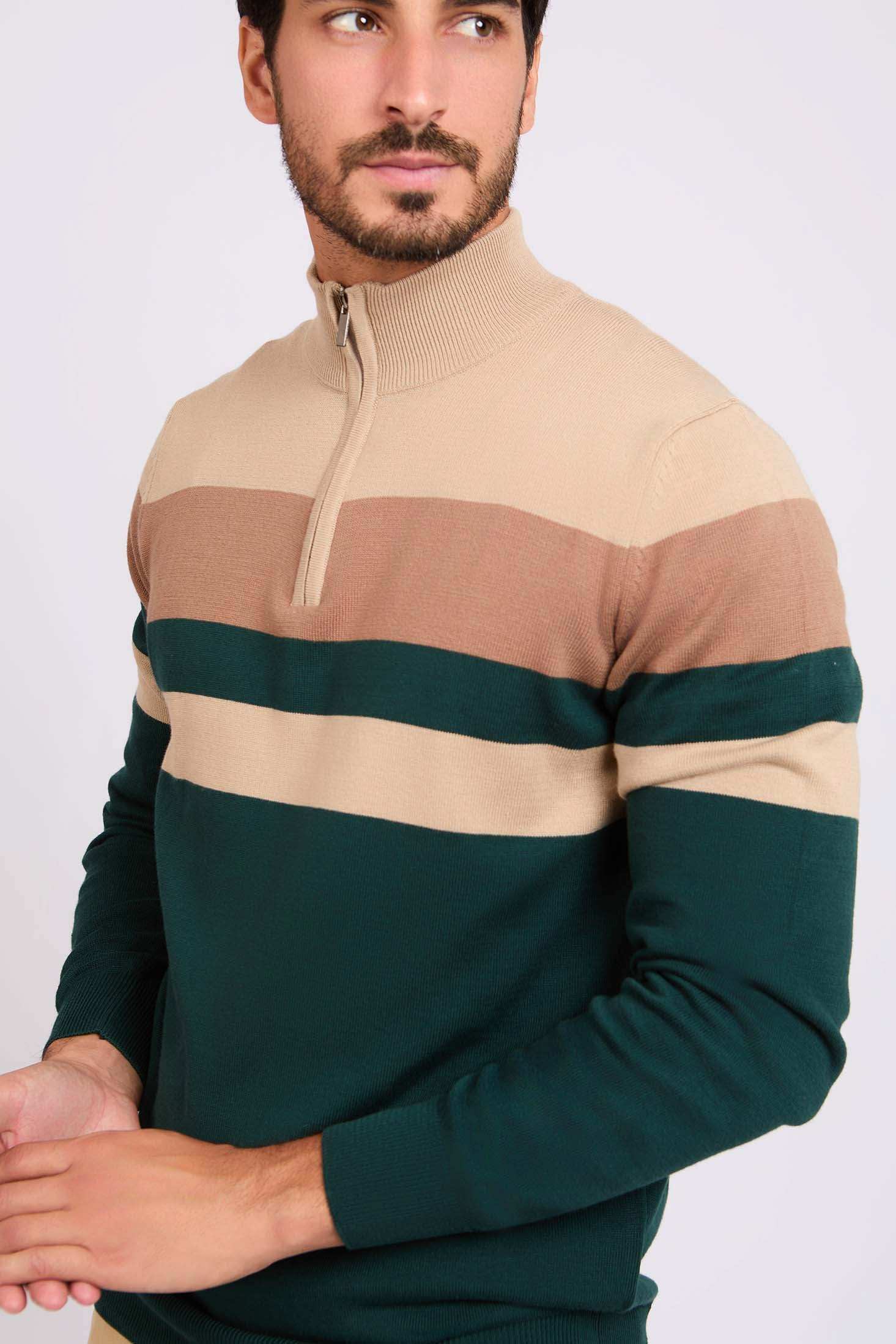 Men Regular Fit Pullover Green