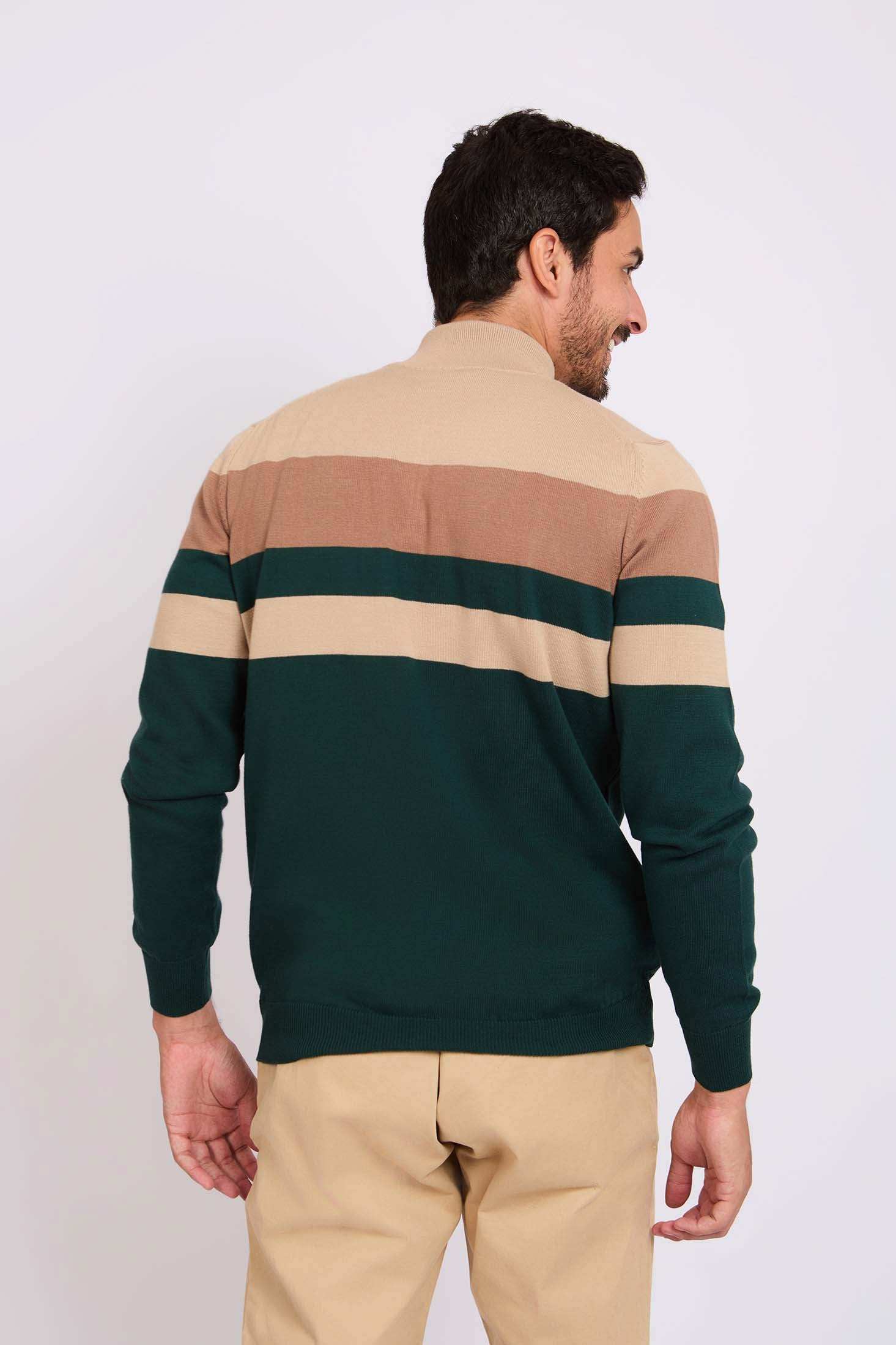 Men Regular Fit Pullover Green