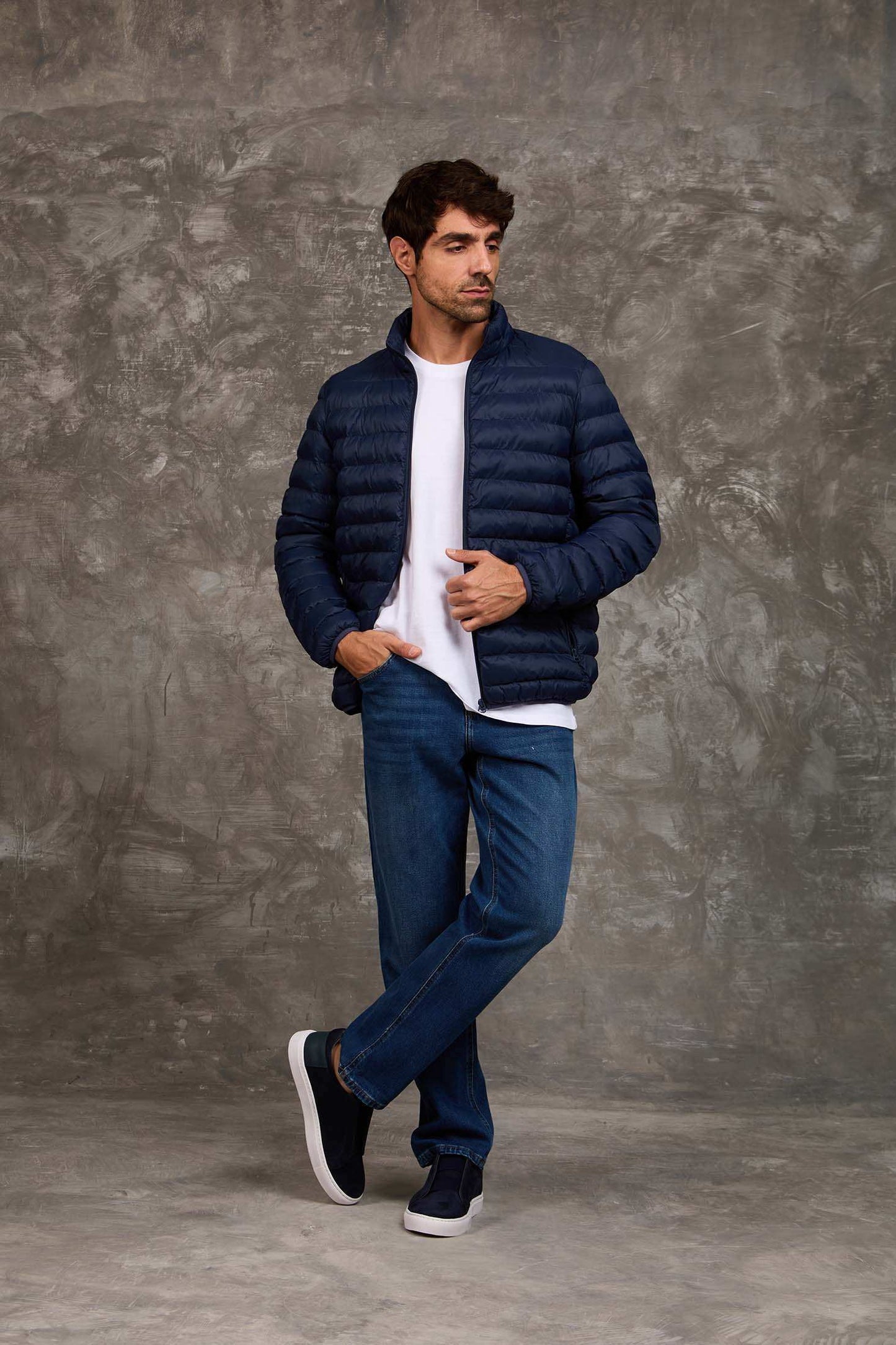 Men Regular Fit Jacket Blue