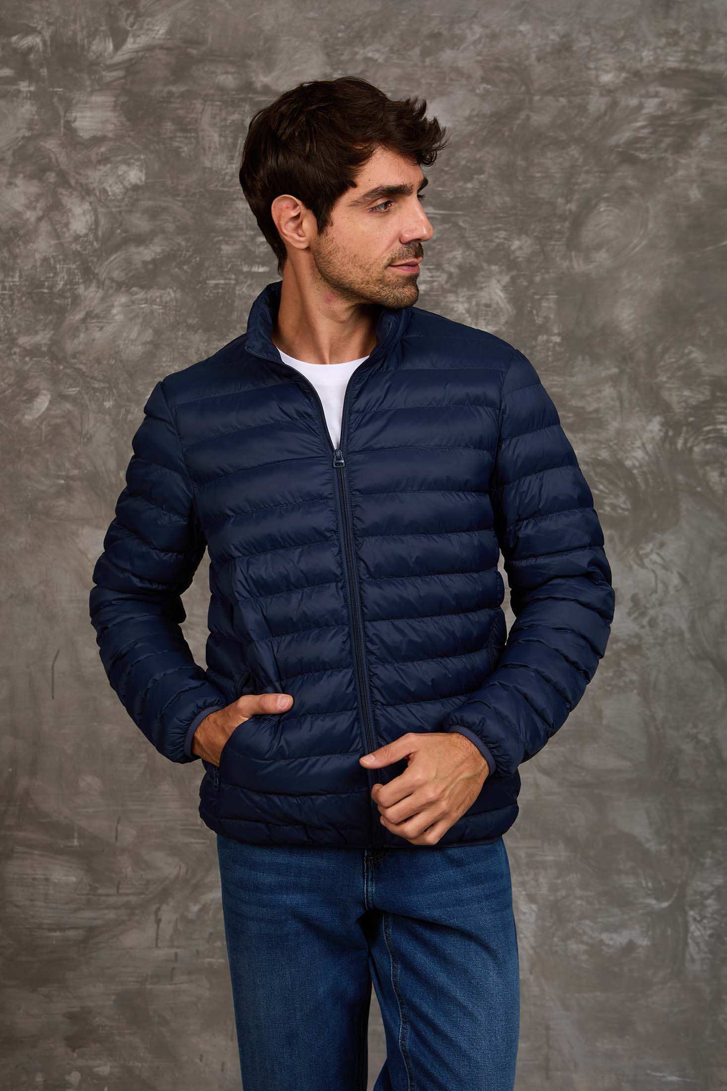 Men Regular Fit Jacket Blue