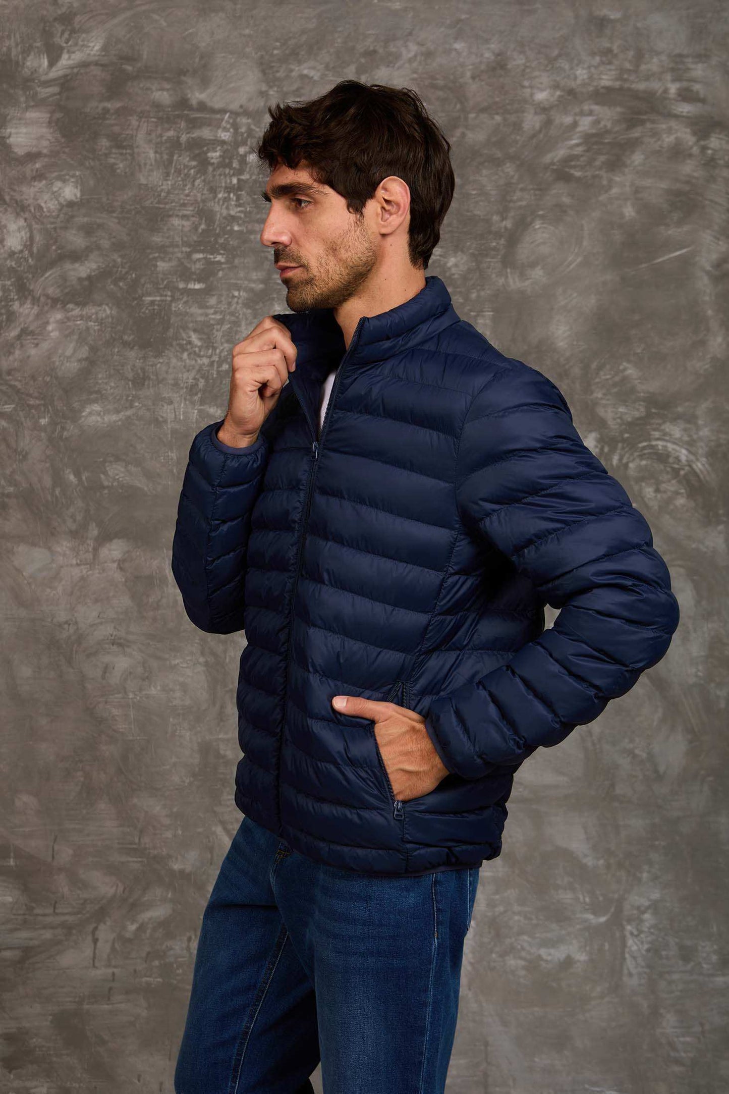Men Regular Fit Jacket Blue