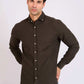 Men Regular Fit Shirt Brown
