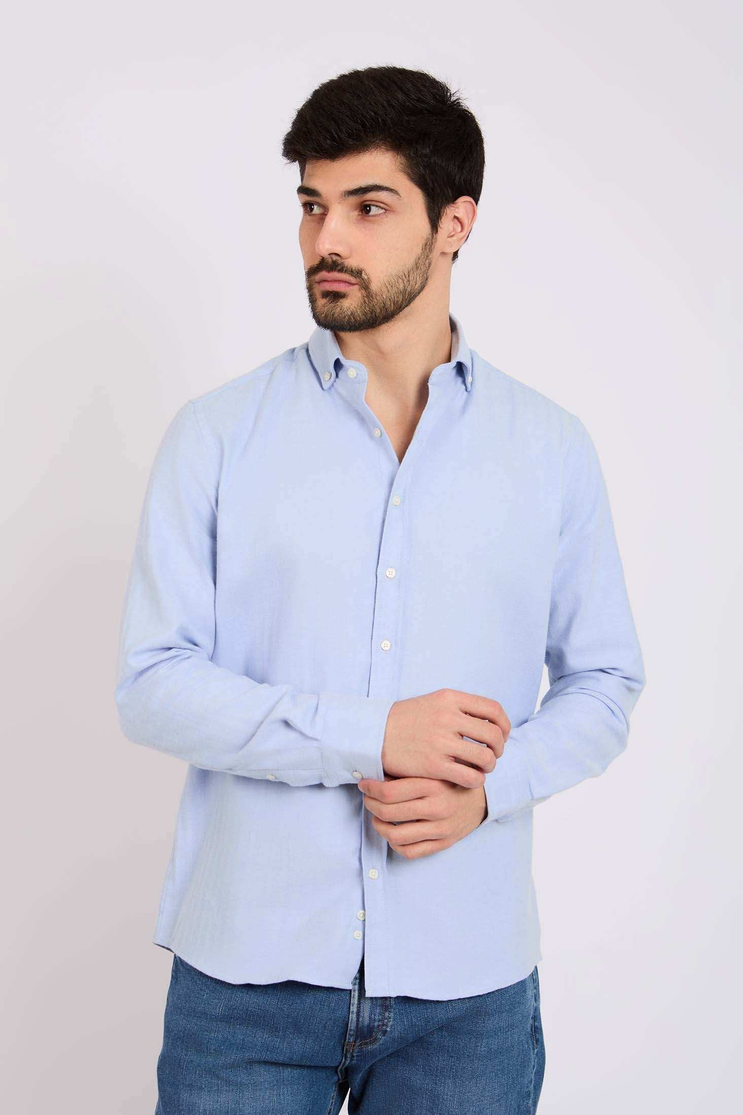 قميص الرجال العادي - أزرق