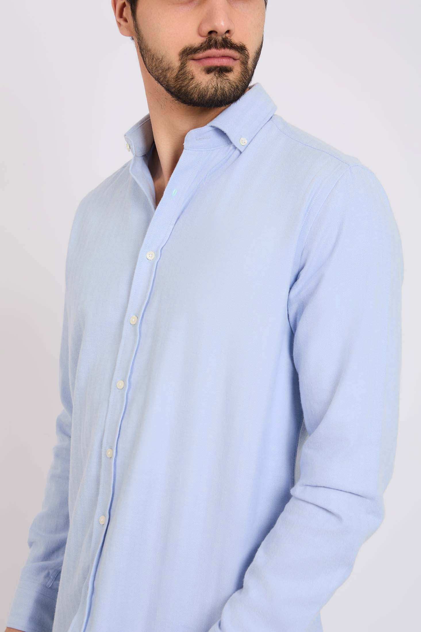 قميص الرجال العادي - أزرق