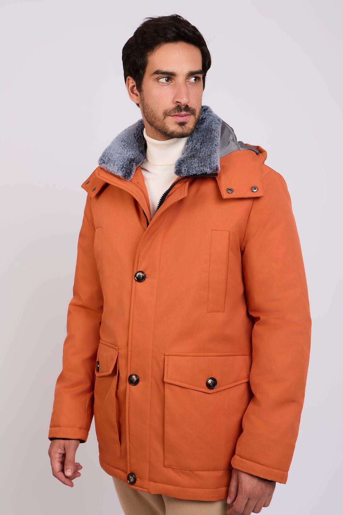 Men Regular Fit Jacket Orange