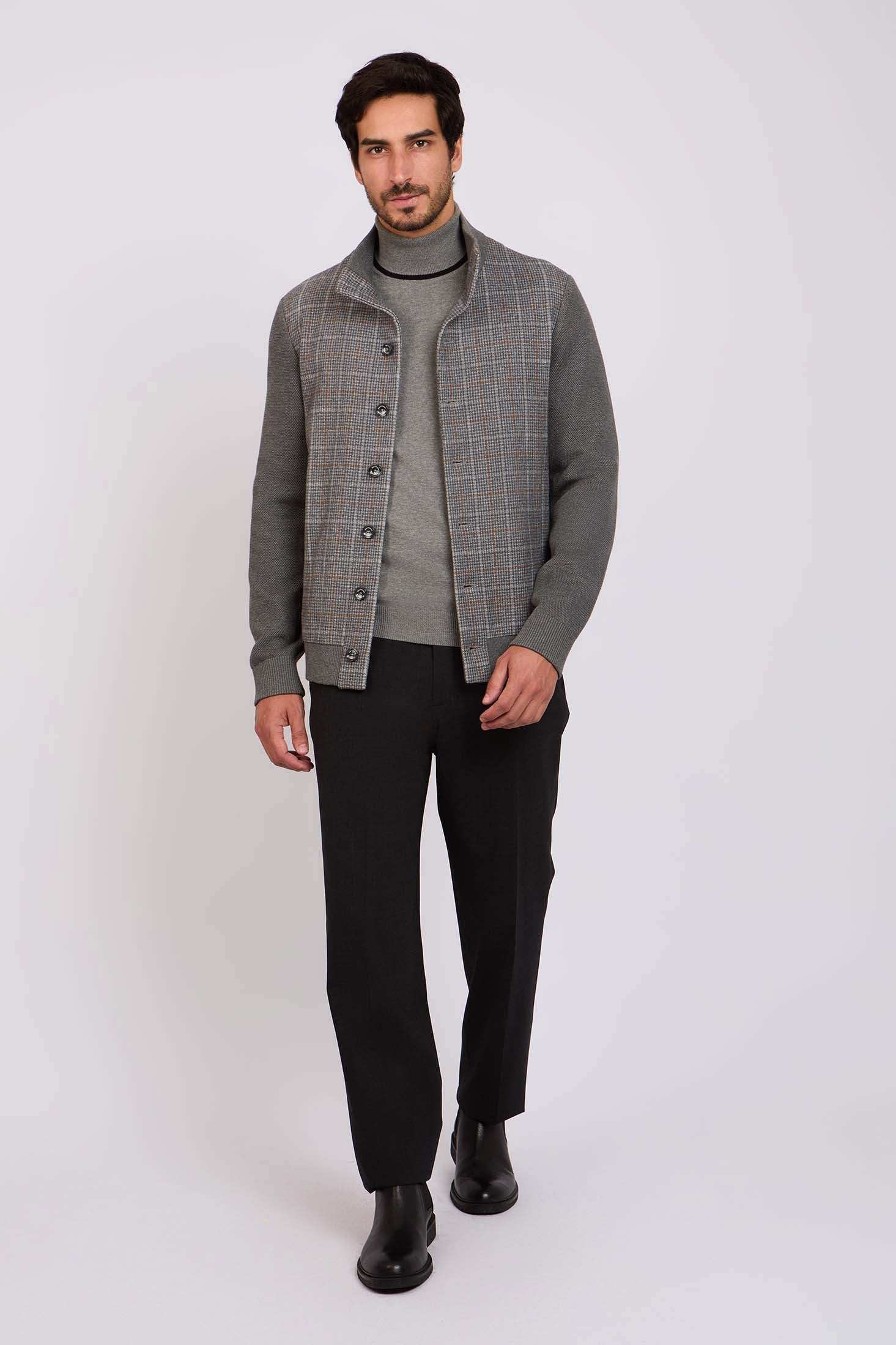 سترة الرجال العادية الرمادي الداكن