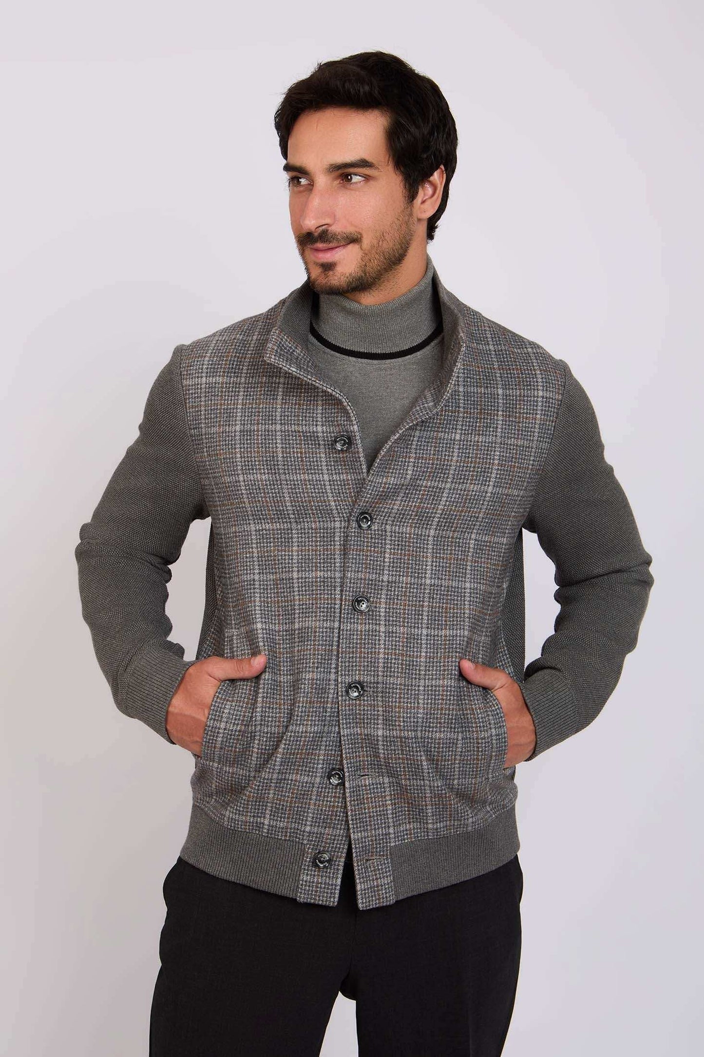 Men Regular Fit Jacket Dark Grey