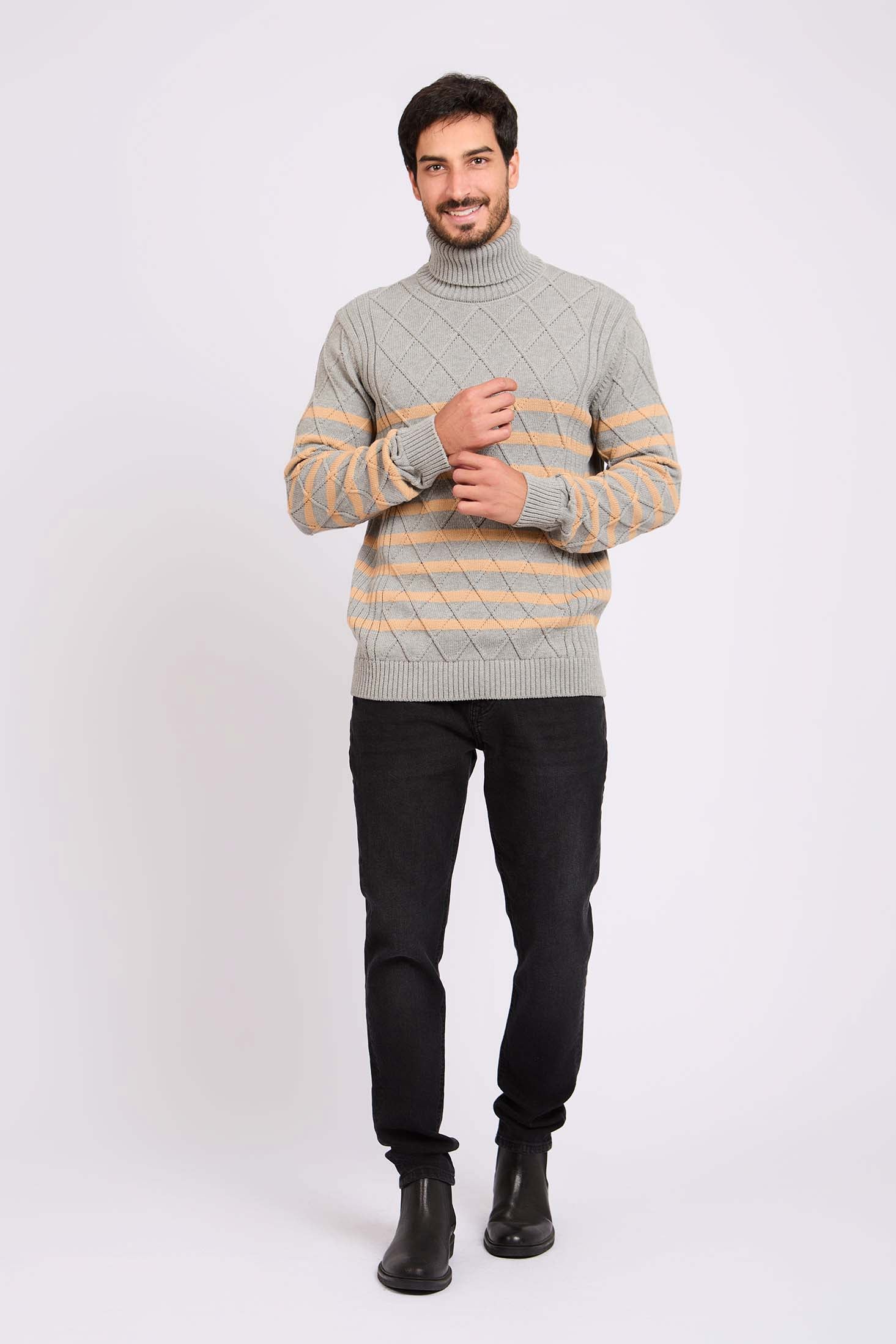 Men Regular Fit Pullover Grey