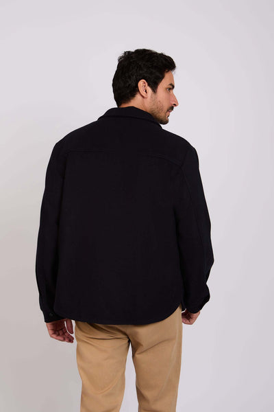 Men Regular Fit Over Shirt Jacket - Black