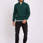 Men Pullover Mock Neck Zipper Cable Green