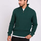 Men Pullover Mock Neck Zipper Cable Green