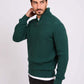 Men Pullover Mock Neck Zipper Cable Green