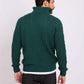 Men Pullover Mock Neck Zipper Cable Green