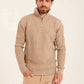 Men Quarter Zip Turtle Neck Pullover Beige