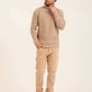 Men Quarter Zip Turtle Neck Pullover Beige