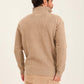 Men Quarter Zip Turtle Neck Pullover Beige