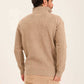 Men Quarter Zip Turtle Neck Pullover Beige