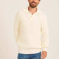 Men Mock Neck Pullover with Buttons Off White