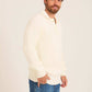 Men Mock Neck Pullover with Buttons Off White